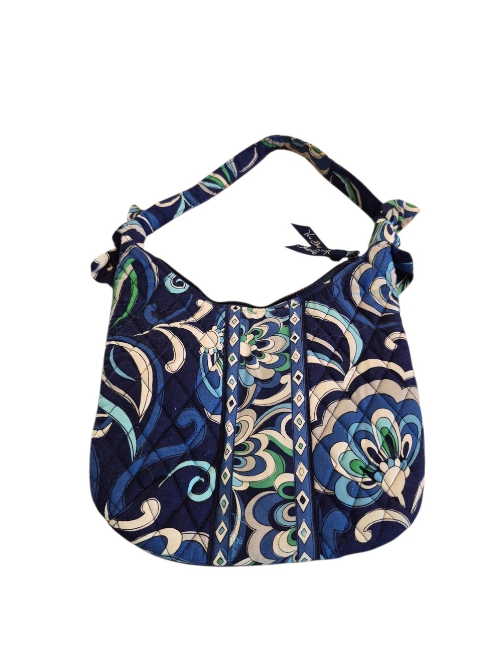 Vera Bradley Retired Mediterranean Navy Blue Floral-Print Quilted Shoulder Bag